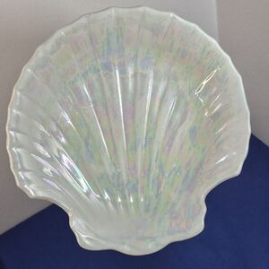 Iridescent Ceramic Sea Shell Decorative Dish Trinket/Candy/Soaps 7.5"